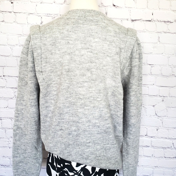 DKNY Long Sleeve Puff Shoulder Heather Gray Sweater--L - Picture 4 of 15